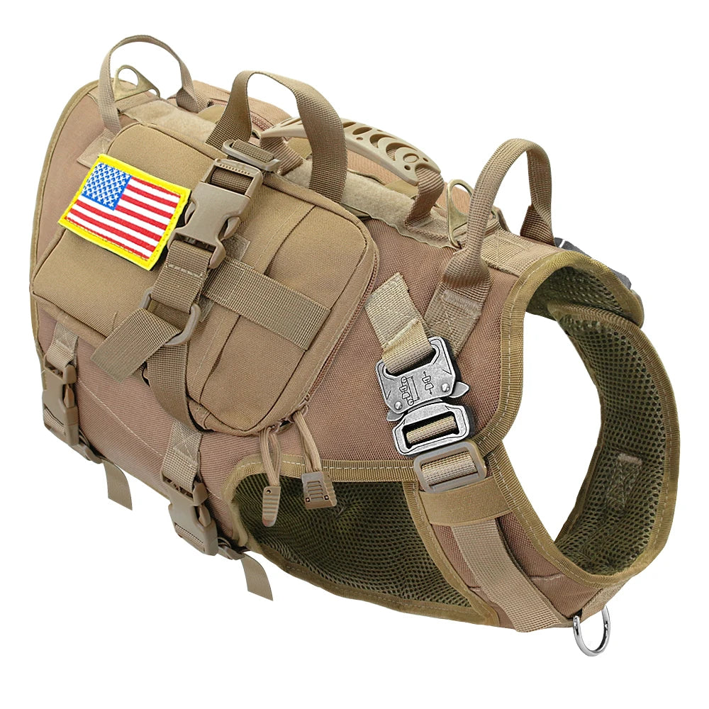 Tactical No-Pull Dog Harness with Molle & Pouches