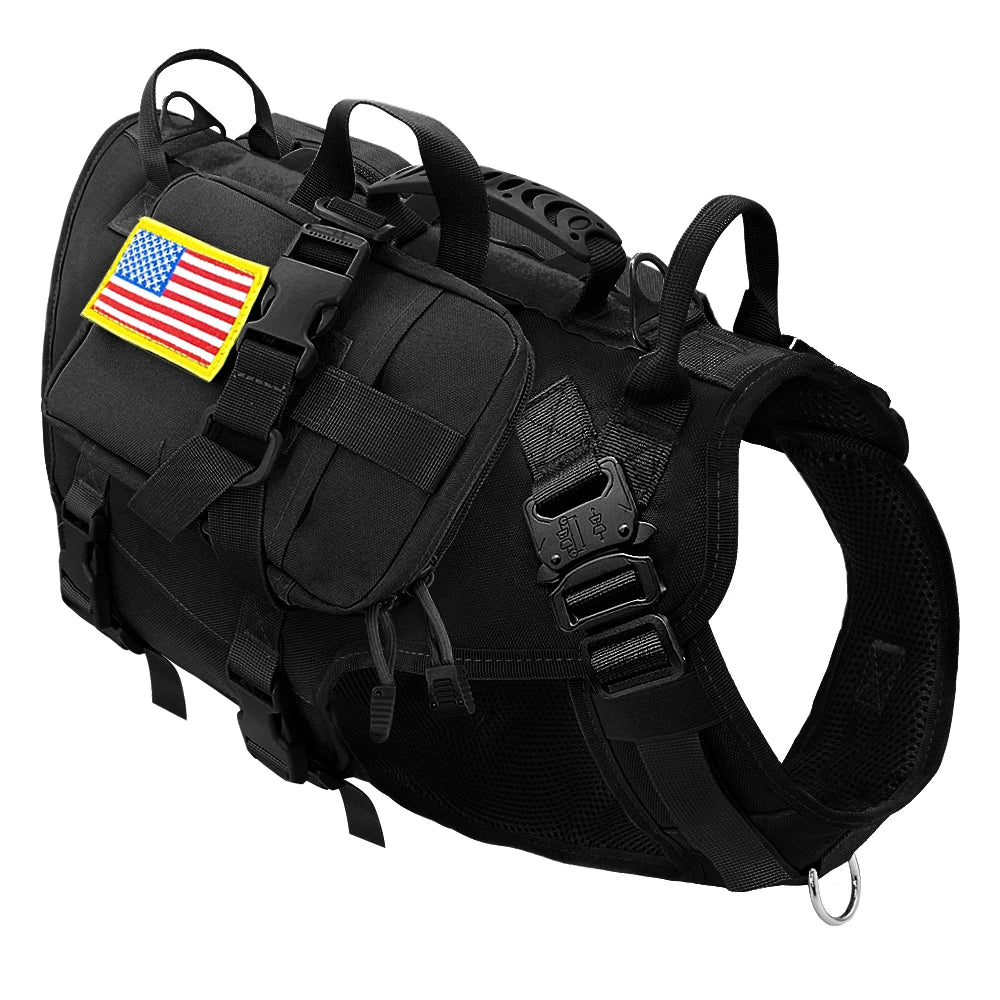 Tactical No-Pull Dog Harness with Molle & Pouches