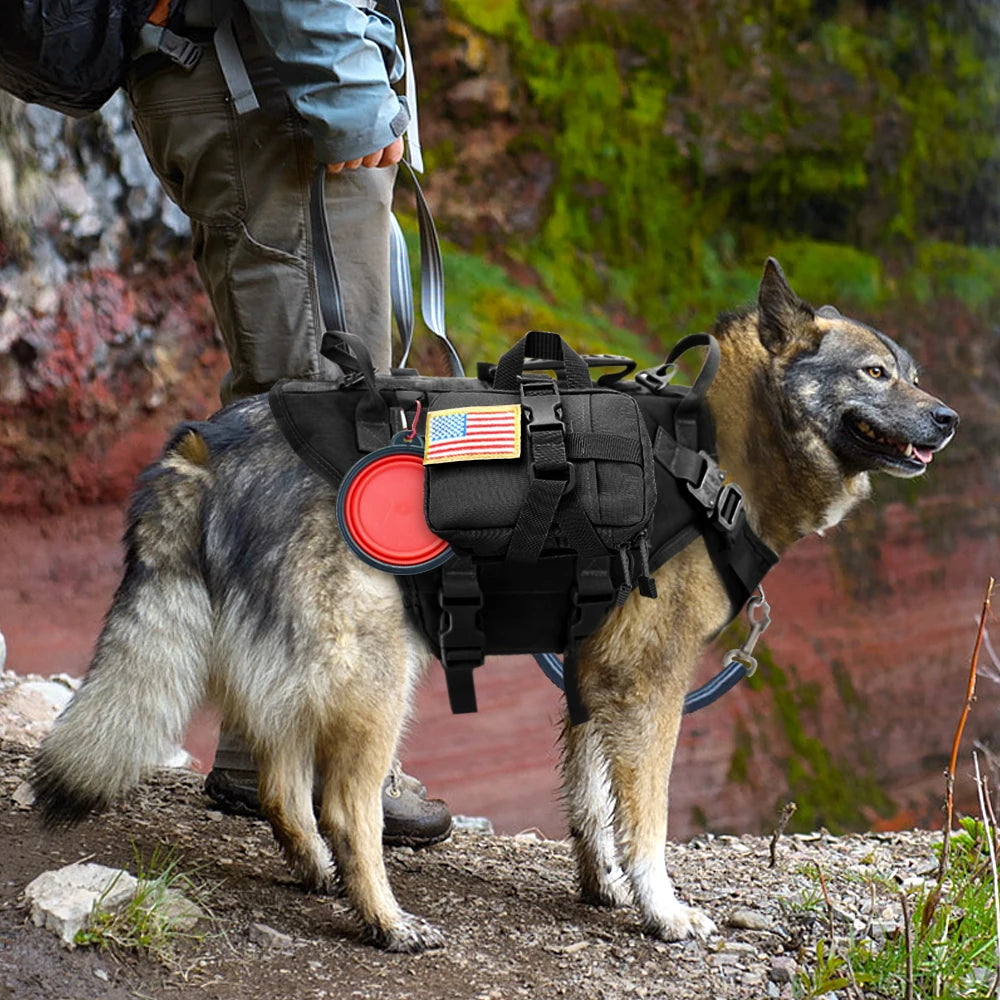 Tactical No-Pull Dog Harness with Molle & Pouches