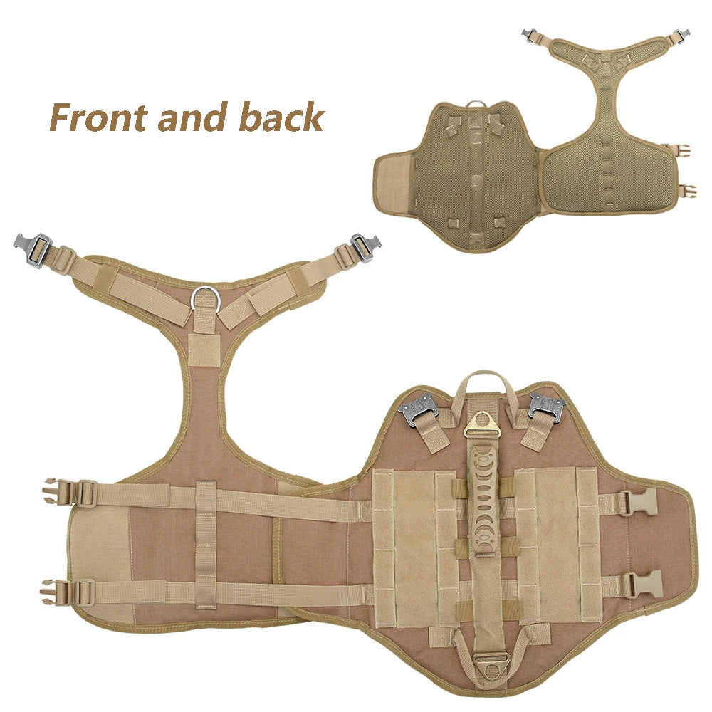 Tactical No-Pull Dog Harness with Molle & Pouches