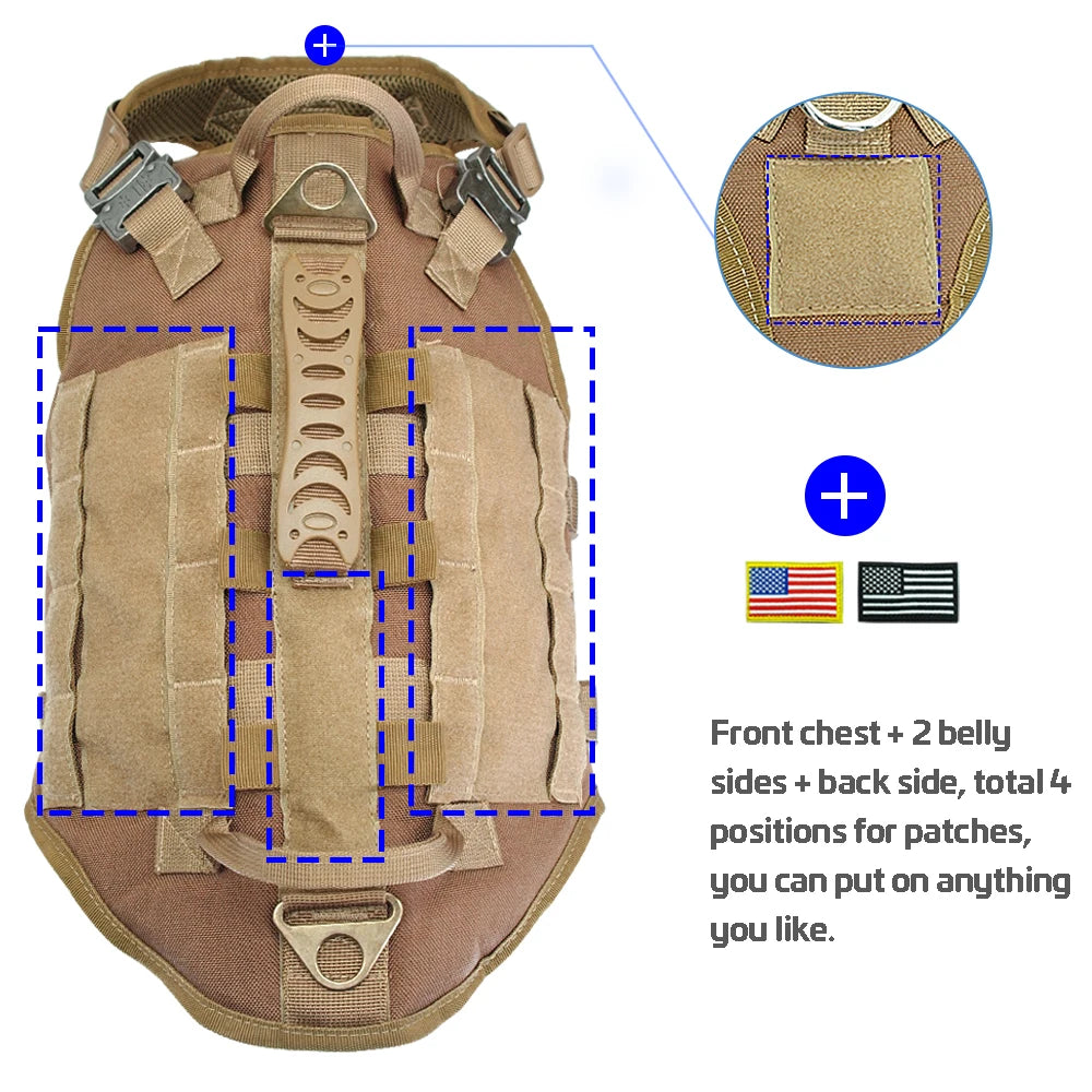 Tactical No-Pull Dog Harness with Molle & Pouches