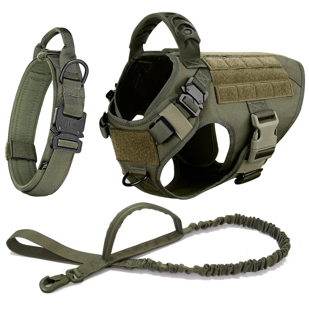 Tactical Large Dog Harness Set – K9 Training Vest for Medium & Large Breeds