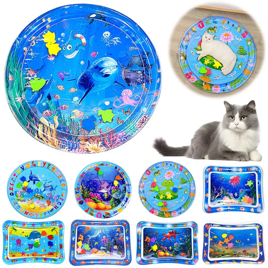 Water Sensory Play Mat Thickened Inflatable Water Mat For Cat And Dog Pet Playmat With Fish Sea Ocean Theme Sensory Toy Water