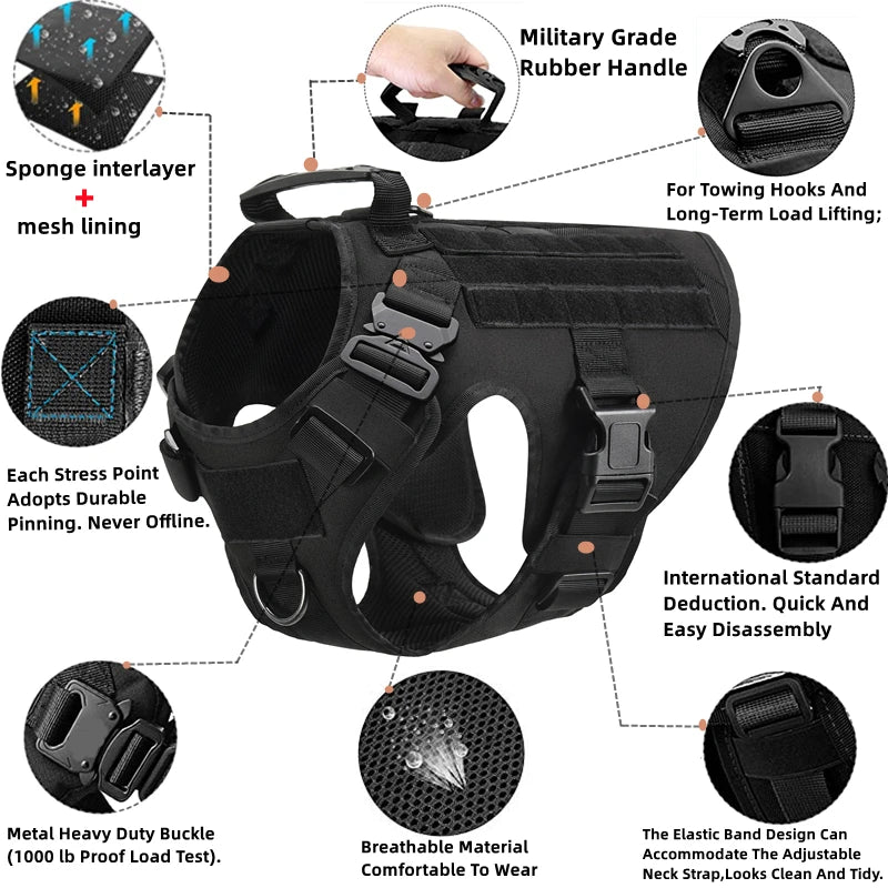 Tactical Dog Harness & Leash Set for All Breeds