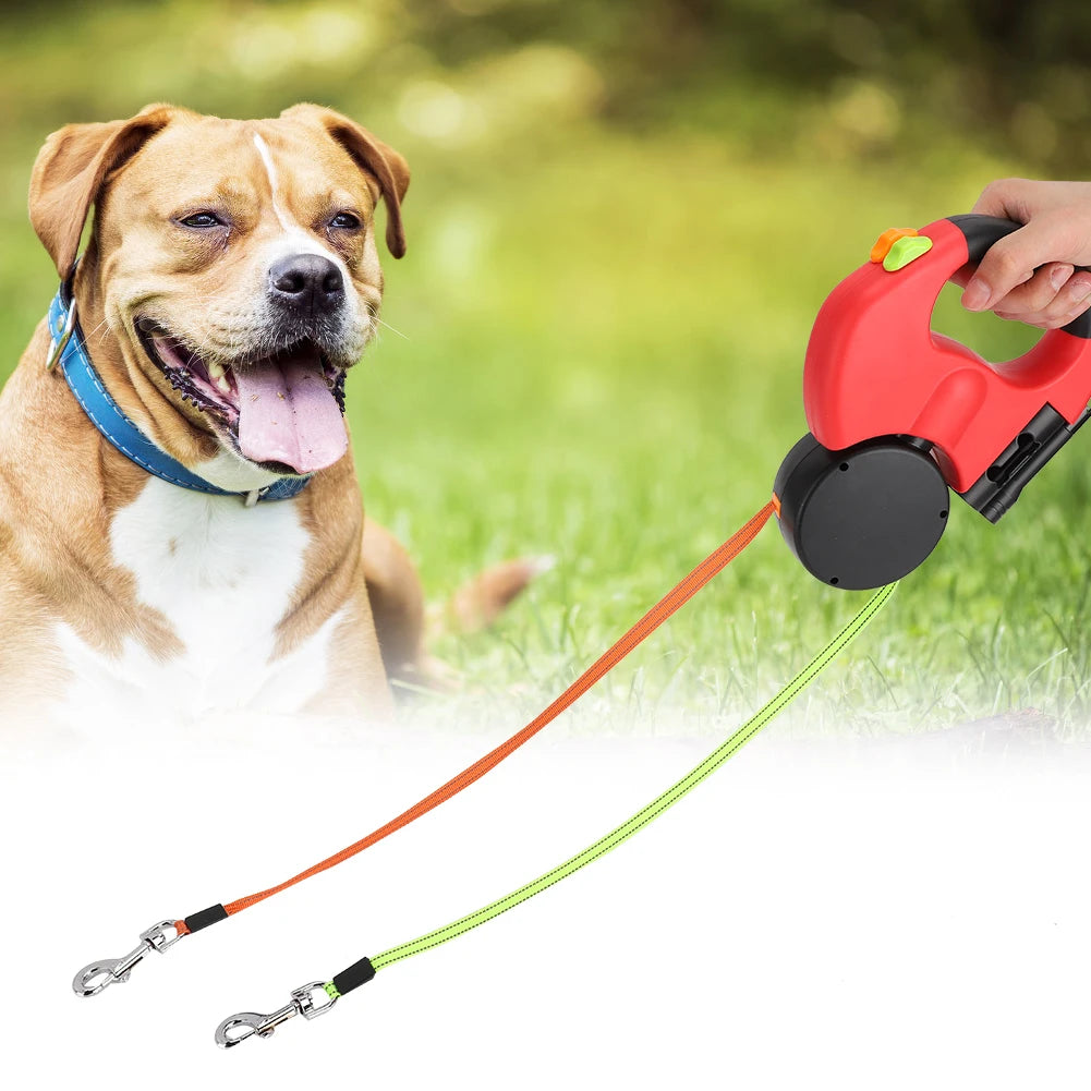 Pet Walking Lead Automatic Extendable Pet Traction Rope Dual Head Pet Leash With LED Light For Dog Cat