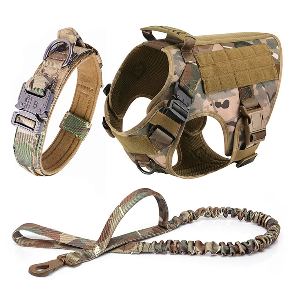 Tactical Large Dog Harness Set – K9 Training Vest for Medium & Large Breeds