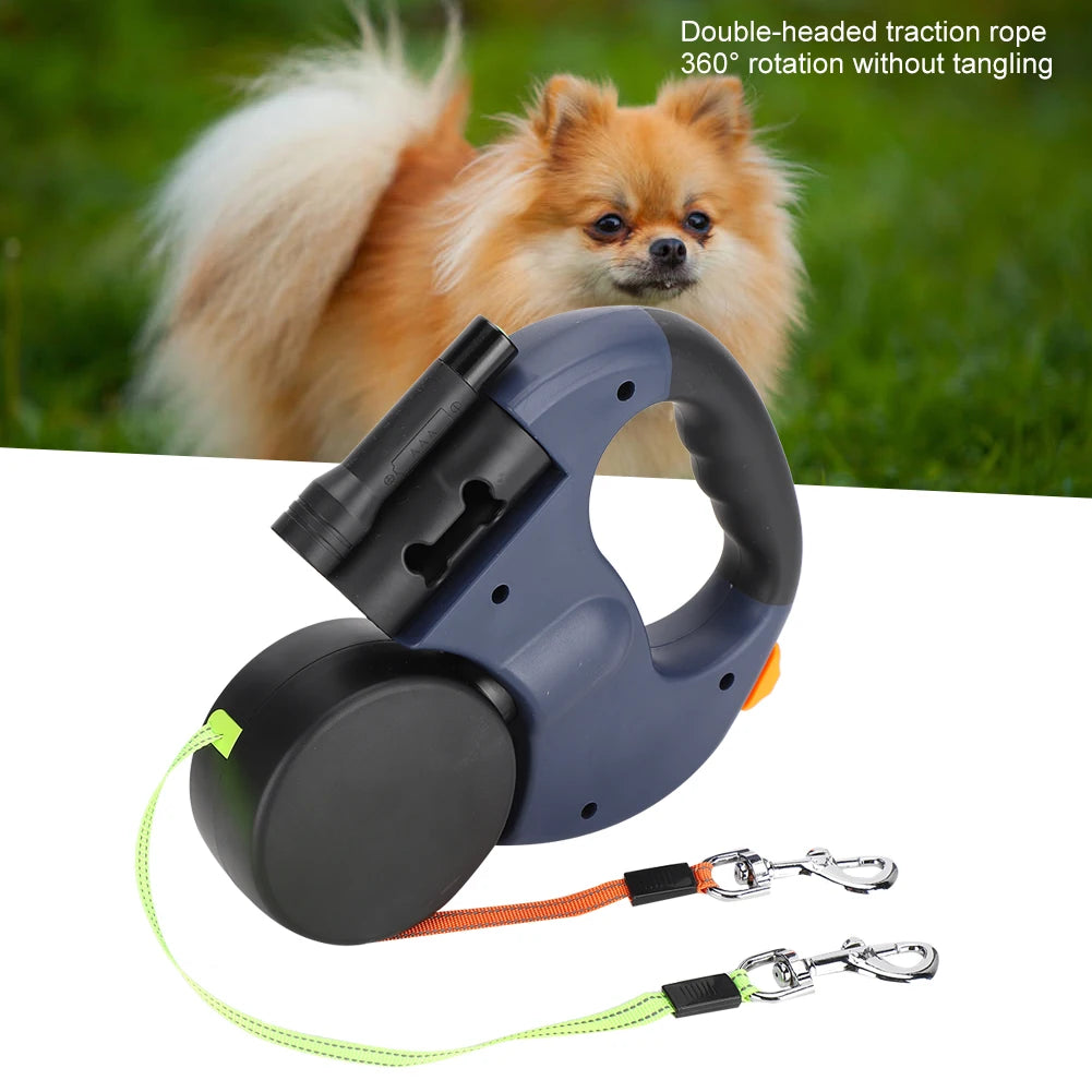 Pet Walking Lead Automatic Extendable Pet Traction Rope Dual Head Pet Leash With LED Light For Dog Cat