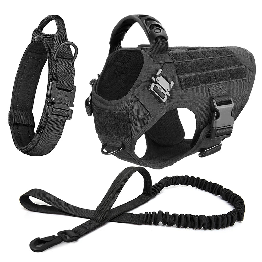 Tactical Large Dog Harness Set – K9 Training Vest for Medium & Large Breeds