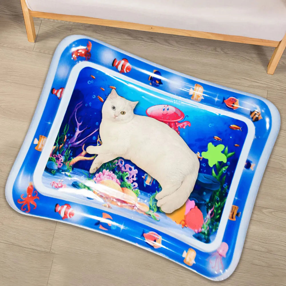 Water Sensory Play Mat Thickened Inflatable Water Mat For Cat And Dog Pet Playmat With Fish Sea Ocean Theme Sensory Toy Water